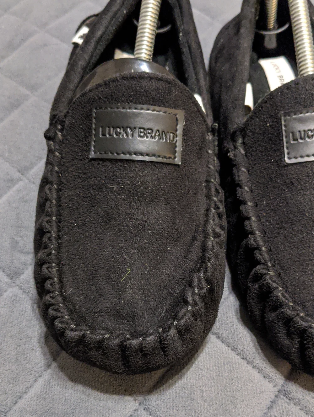 Lucky Brand Black Micro Suede Moccasin Loafer Slippers Boys Size 5